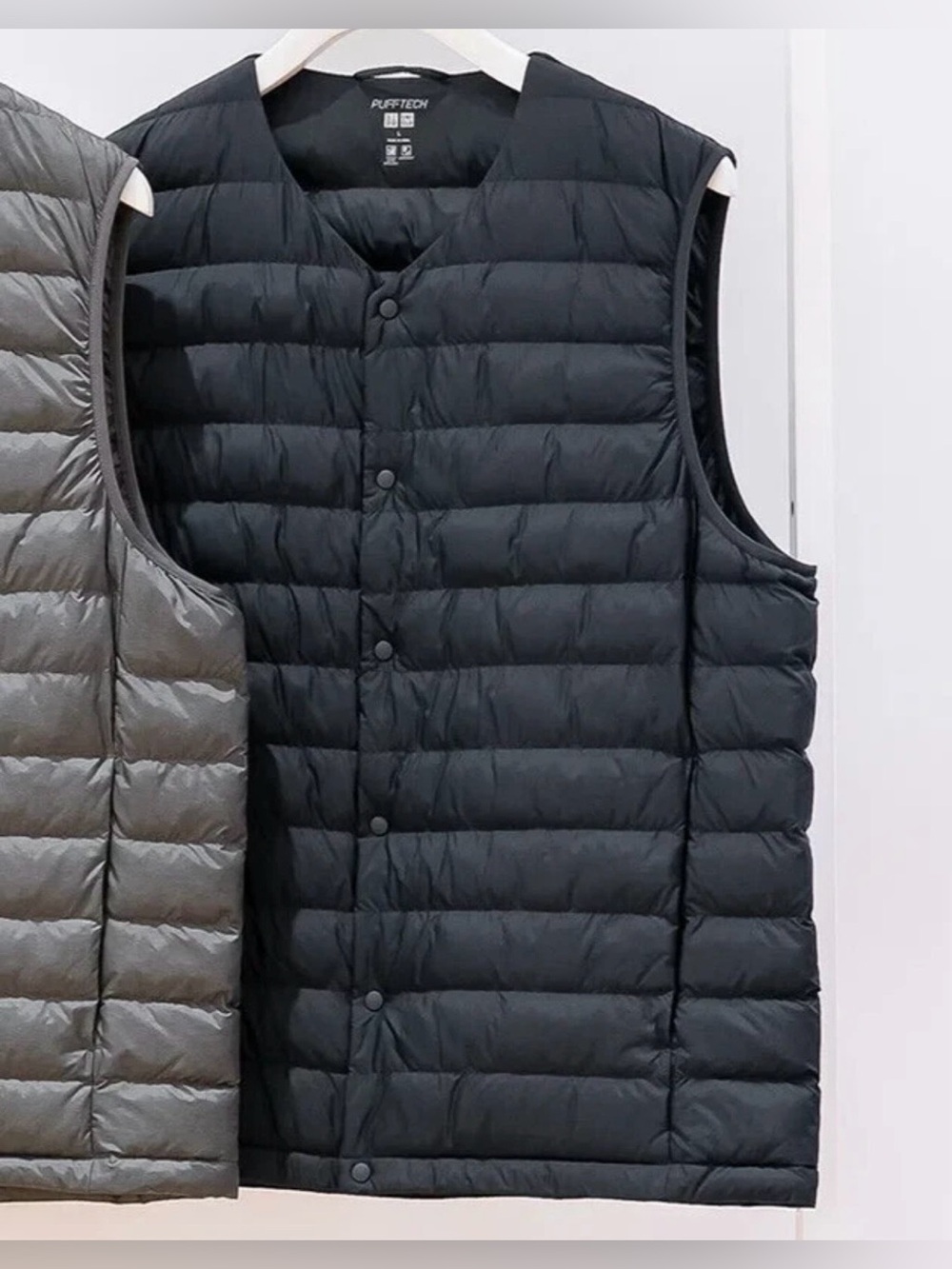 Uniqlo Men’s Ultra Light Down Puffer Vest Snap Button Size L Black